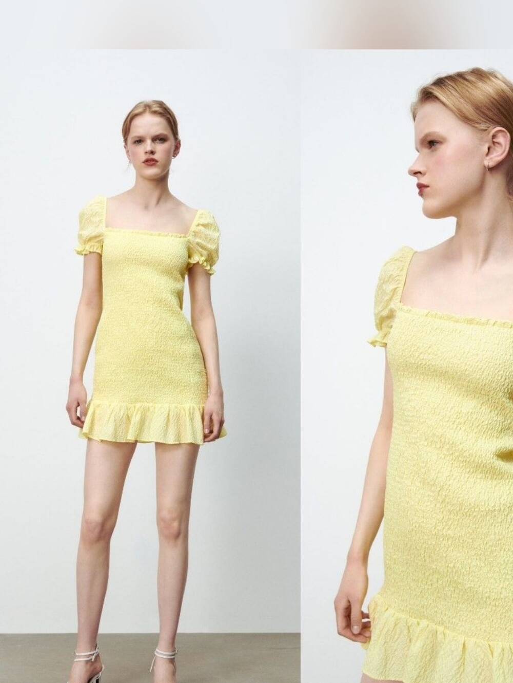 💫 Zara Butter Cream Yellow Smocked Mini Dress with Ruffle Hem *BLOGGERS SPECIAL
